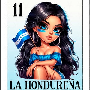 Loteria card en espanol, Cute Hondurena Design, Instant Download, Spanish Digital Design, La Hondurena, Loteria Card, Frases en espanol