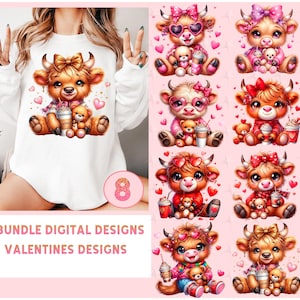 Cute Highland cow Design, Bundle highland cow Designs, Instant Download, Bundle designs, Digital download for sublimation, Digital designs