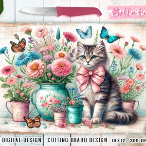 Conception de sublimation de planche à découper de cuisine, impression numérique de cuisine de chat mignon, téléchargement numérique, sublimation numérique de chat, conception numérique vintage