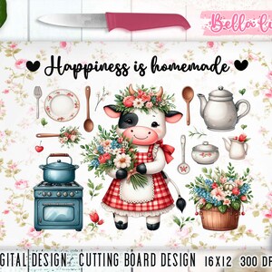 Tagliere Cow Mom con design a sublimazione (download digitale)