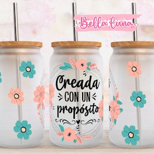 16oz Libbey Glass Wrap, Creada con un design propósito, 16oz Glass Can Wrap design, 16oz wrap Sublimation Design, Download digitale