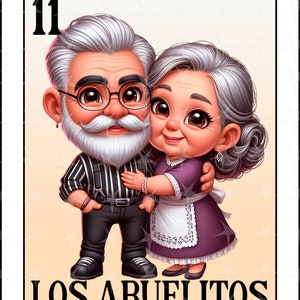 Carte Loteria en espagnol, design par sublimation, carte numérique Los Abuelitos, téléchargement immédiat, design espagnol, LOS ABUELITOS, carte Los Abuelitos