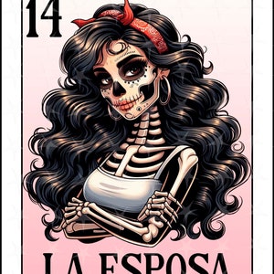 Loteria Karte en espanol, Sublimationsdesign, La Esposa Skelett png, Sofortiger Download, Spanisches Design, LA ESPOSA, Skelett, Spanisches png
