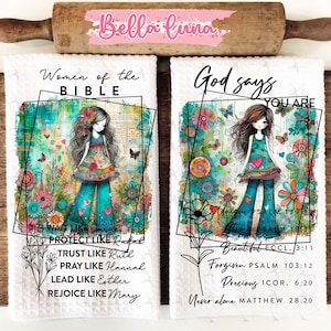 Religious floral Kitchen towel sublimation design, Kitchen Decor Digital print, Digital Download, Bible kitchen towel  Design, Floral Design