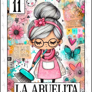 Loteria card en español, Sublimation Design, La Abuelita design PNG, Instant Download, Spanish Design, La Abuelita, Spanish La Abuelita card