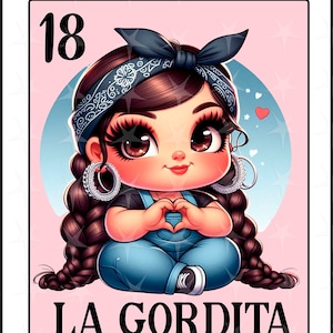 Carte Loteria en espagnol, sublimation, conception numérique par sublimation, téléchargement immédiat, conception espagnole, La Gordita, carte Loteria espagnole