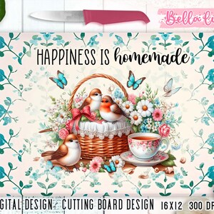 Conception de sublimation de planche à découper de cuisine, impression numérique de planche à découper, téléchargement numérique, le bonheur est fait maison planche à découper numérique PNG
