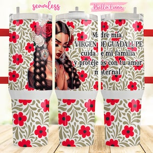 Virgen de Guadalupe 40oz Digital Wrap, Floral Digital Design, 40oz Sublimation Design, Instant Download, Virgen Cute wrap Design, wrap 40oz