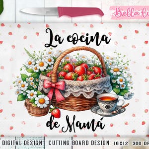 Espagnol la cocina de Mama, conception de sublimation de planche à découper, impression numérique de planche à découper, téléchargement numérique, planche à découper espagnole numérique