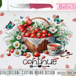 Planche à découper aux fraises, sublimation, impression numérique de planche à découper, téléchargement numérique, jolie planche à découper de cuisine, téléchargement immédiat
