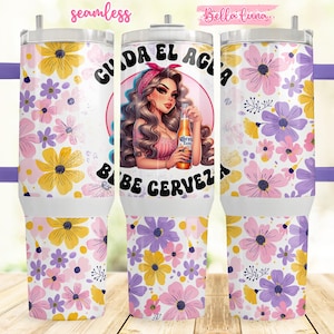 Bebe Cerveza 40oz Digital Wrap, Spanish Digital Design, 40oz Sublimation Design, Instant Download, Spanish 40oz wrap, Latina Digital wrap