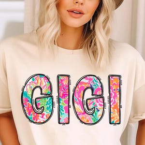 Diseño de sublimación floral Gigi, diseño de sublimación Gigi, diseño digital Gigi, diseño de sublimación, diseño de camiseta PNG para sublimación, DTF y DTG