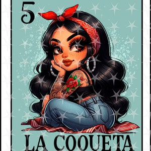Tarjeta Loteria en español, Diseño de Sublimación, Diseño Digital de Sublimación, Descarga Instantánea, Diseño Español, La Coqueta, Tarjeta Loteria PNG