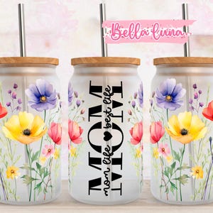 Floral Mom 16 Unzen Libbey Glasverpackung, Muttertagsglas Design Png, 16 Unzen Glasdosenverpackung Png, Glasdosensublimation, digitaler Download, 16 Unzenverpackung