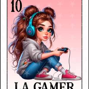 Tarjeta de loteria en español, Diseño de sublimación, Diseño La Gamer PNG, Descarga instantánea, Diseño en español, La Gamer, Tarjeta de lotería española, Gamer