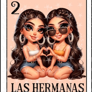 Carte Loteria en espagnol, Design par sublimation, Design numérique par sublimation, Téléchargement instantané, Design espagnol, Las Hermanas, PNG Carte Loteria