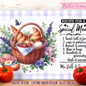 Mom Rezept Schneidebrett Sublimationsdesign, Schneidebrett Digitaldruck, digitaler Download, spezielle Mom Schneidebrett, Instant Download