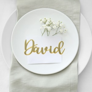 Segnaposto con specchio dorato Nomi personalizzati tagliati al laser Segnaposto per eventi personalizzati in acrilico Segnaposto per matrimoni in acrilico Decorazioni da tavolo per matrimoni di lusso
