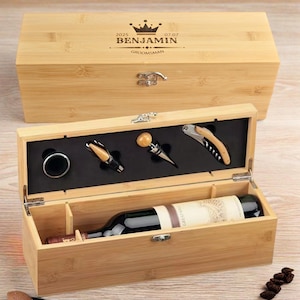 Bamboo Wine Gift Set: Storage Box with Accessories