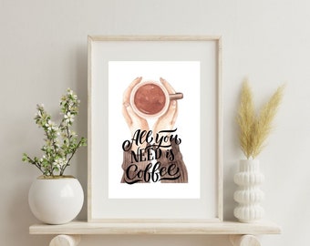 Impresión de café, arte de la tienda, impresión de la cafetería, cartel de la bebida, cartel retro, arte pop, amante del café del arte de la cocina, cartel de la exposición, decoración de la cocina moderna