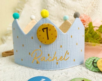 Personalized Baby Crown,Baby Girl Headbands,Birthday Baby Headband with Badge,Newborn Headband,Baby Birthday Crown,Baby Name Crown,Baby Gift