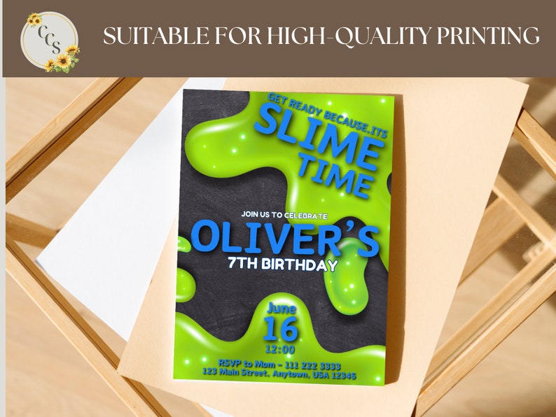 Editable Slime Birthday Party Invitation Template Printable Slime Party ...