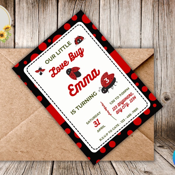 Lady bug Love Bug Birthday Party Template any age - Perfect for Your Little One's Special Day!