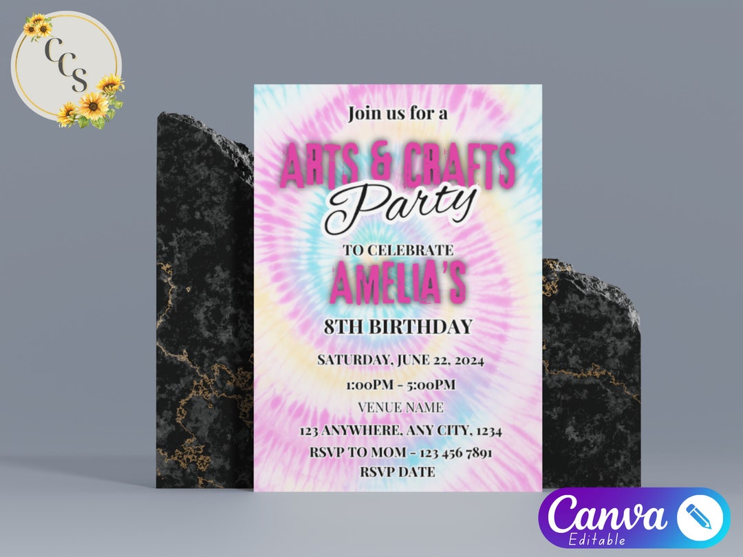 TIE DYE PARTY Invitation Instant Download Rainbow Tie Dye Birthday Invitations Editable Tie Dye ...