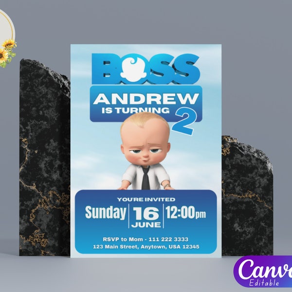 Boss Baby-Themed Geburtstag Vorlage | Bearbeitbare Canva Einladung | Ciska Crafty Atelier