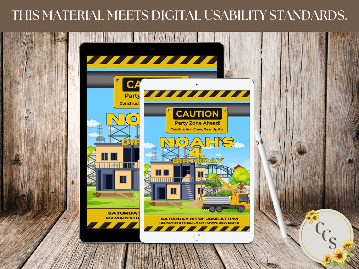 Editable Construction Birthday Invitation Template Printable ...