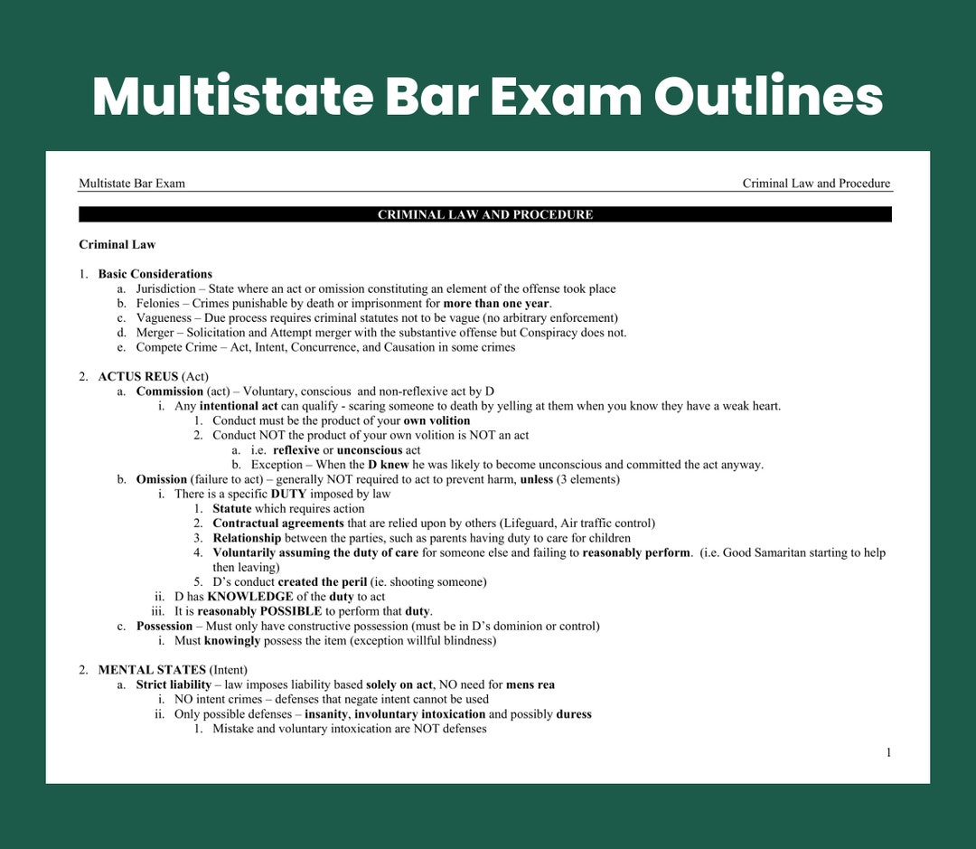MBE Criminal Law and Procedure Outline: Multistate Bar Exam Prep Notes ...