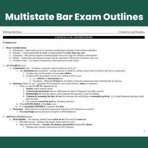 MBE Multistate Bar Exam Criminal Law and Procedure Outline MBE Preparation Law Notes UBE Bar Prep Outlines