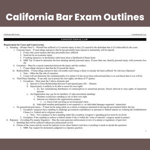 California Bar Exam Constitutional Law Outline CA State Bar Exam Preparation Law Notes Bar Prep Outlines