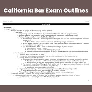 California Bar Exam Remedies Gliederung CA State Bar Exam Vorbereitung Rechtshinweise Bar Prep Umrisse