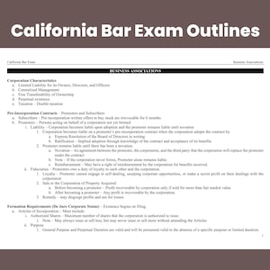 California Bar Exam Business Associations Outlines CA State Bar Exam-Vorbereitung Law Notes Bar Prep Outlines