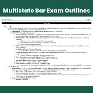 MBE Multistate Bar Exam Evidence Outline MBE Preparation Law Notes UBE Bar Prep Outlines