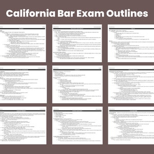 California Bar Exam Outlines Alle 13 Fächer CA State Bar Exam-Vorbereitung Jura Notes Bar Prep Outlines