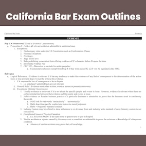 California Bar Exam Evidence Gliederung CA State Bar Exam Vorbereitung Rechtshinweise Bar Prep Outlines