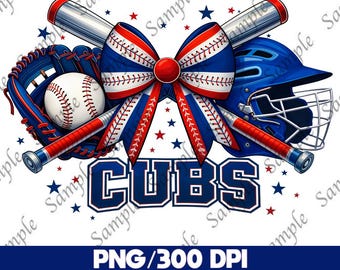 Cubs Baseball Bow Design PNG, Baseball Mom Graphic, Game Day Sublimation, Sports Clipart