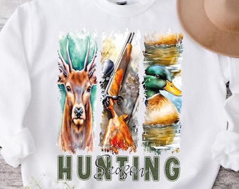 Hunting Season PNG | Deer Duck Rifle Sublimation Design | Outdoorsman Wildlife Digital Download