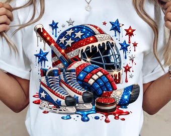 Patriotic Hockey PNG | USA Hockey Sublimation | Red White Blue Ice Skate Helmet | American sports