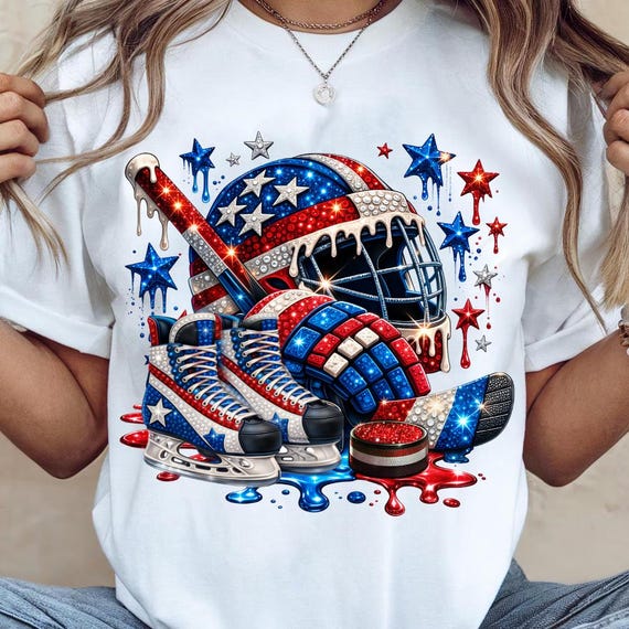 Patriotic Hockey PNG | USA Hockey Sublimation | Red White Blue Ice Skate Helmet | American sports