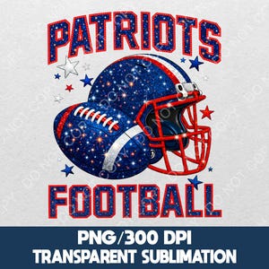 Patriots game day PNG digital download with transparent background and high resolution details. Ideal for sublimation projects, print on demand, t shirts, stickers, mugs, tumblers, posters, and crafts. Football inspired game day fan art compatible with Cricut, Silhouette, and design software. Perfect for creators making football themed designs and game day merch.