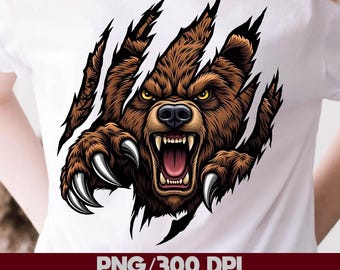 Fierce Bear PNG | Angry Bears Illustration | Mascot Style Graphic Digital Download