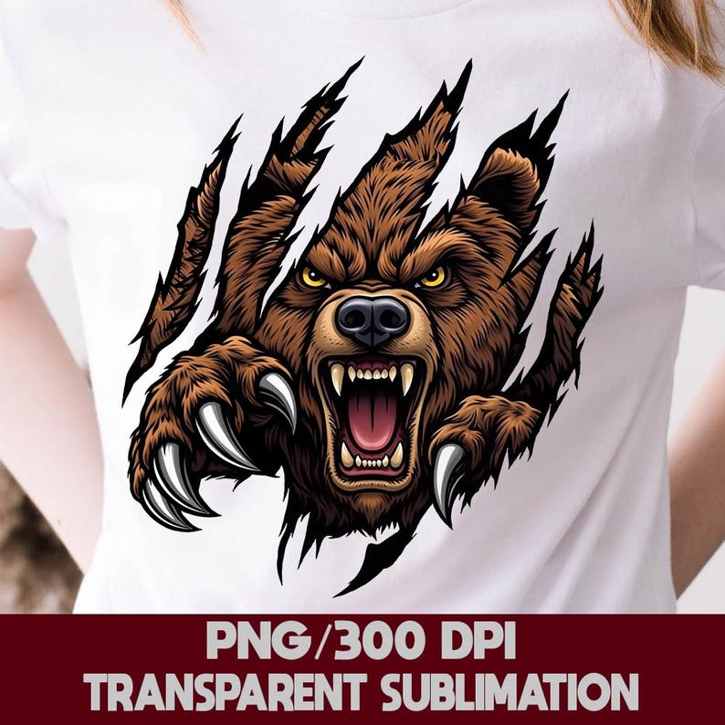 This Fierce Bear Chicago PNG is a high-quality digital illustration featuring an aggressive bear mascot style design inspired by Chicago energy. The bold, roaring bear artwork is perfect for print-on-demand projects, branding, social media graphics, posters, and digital products.