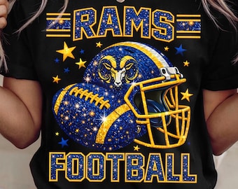 Rams Football PNG | Game Day Sports Design | Blue Gold Helmet | Football Fan Graphic Sublimation