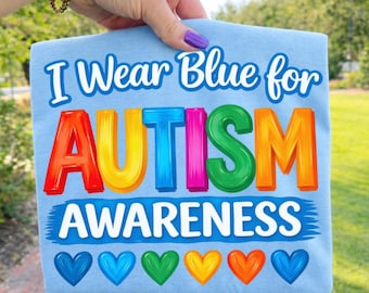 Autism Awareness PNG, I Wear Blue Puzzle Heart Design, Autism Mom PNG (Digital Download)