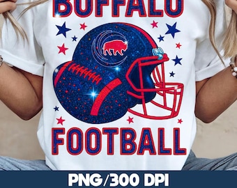 Buffalo Football PNG Glitter | Chicago Game Day Colors Red Blue | Buffalo Fans Digital Download