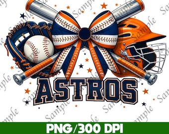 Astros Baseball Cheer Bow PNG, Game Day Sports Clipart (Digital Download)