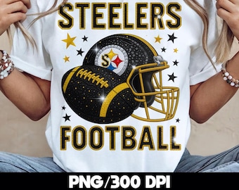 Pittsburgh Football Helmet PNG | Black Gold Glitter Sublimation (Digital Download)